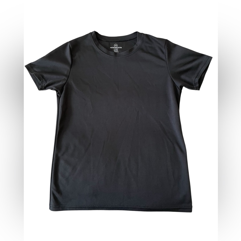 Real Essentials Jet Black Tee, Size Youth Large
